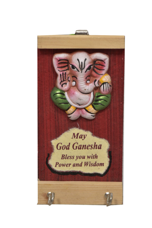Handmade Ganesha Key Holder Utility | Navratri Golu Decorative Wall Hanging Gift | Ethnic Wooden Ganesh Key Rack for Home Decor & Utility Use
