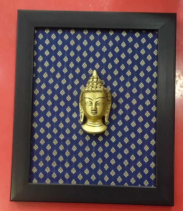 Brass Buddha Wall Decor, Buddha Head Frame, Buddha Face Wall Hanging, Buddha Wall Art, Silk Cloth Wall Frame, Wooden Frame Buddha Decor, Meditation Room Decor, Zen Wall Art, Spiritual Home Decoration, Buddhist Wall Hanging, Handmade Brass Craft, Luxury Wall Decor, Office Decor, Yoga Room Decoration, Housewarming Gift, Positive Energy Decor, Temple Wall Art, Buddha Gift Item.