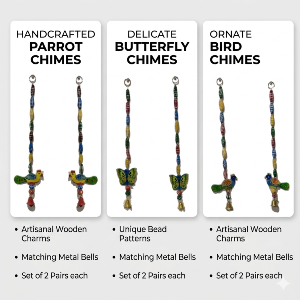 Handmade Terracotta Animal Mix Wind Chime – 1 Ft Pair, Wall Hanging