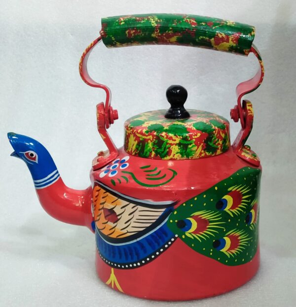 Handcrafted Aluminum Decorative Kettle Showpiece | Traditional Folk Art Hand-Painted Kettle for Home Décor, Living Room, Office Table, Shelf Decoration & Gift Item