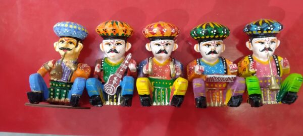 Handcrafted Rajasthan Wooden Musician Doll (3/4/5 Inch) | Traditional Rajasthani Folk Art Miniature | Hand Painted Wooden Showpiece | Indian Ethnic Home Decor | Cultural Gift | Handmade Artisan Collectible (Single Piece)