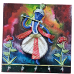 krishna wall decor, krishna mural, lord krishna wall hanging, krishna key holder, krishna key rack, handmade krishna decor, clay krishna wall art, dry clay mural, handmade wall art, religious wall decor, hindu wall hanging, pooja room decor, krishna home decoration, handmade indian handicraft, indian wall art, flute krishna decor, krishna gift, devotional gift, janmashtami decoration, housewarming gift, wall mounted key holder, decorative key rack, handmade key holder, traditional indian home decor
