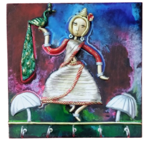 woman mural wall decor, handmade mural wall hanging, peacock wall decor, peacock mural art, clay mural wall art, dry clay wall decor, handmade key holder, clay key holder, wall hanging key rack, decorative key holder, handmade wall art, colorful wall decor, folk art wall hanging, artistic home decor, handmade Indian decor, traditional wall art, rustic wall decor, entrance wall decor, hallway key holder, living room wall decor, unique handmade gifts, housewarming gift, artisan wall decor, decorative wall key rack
